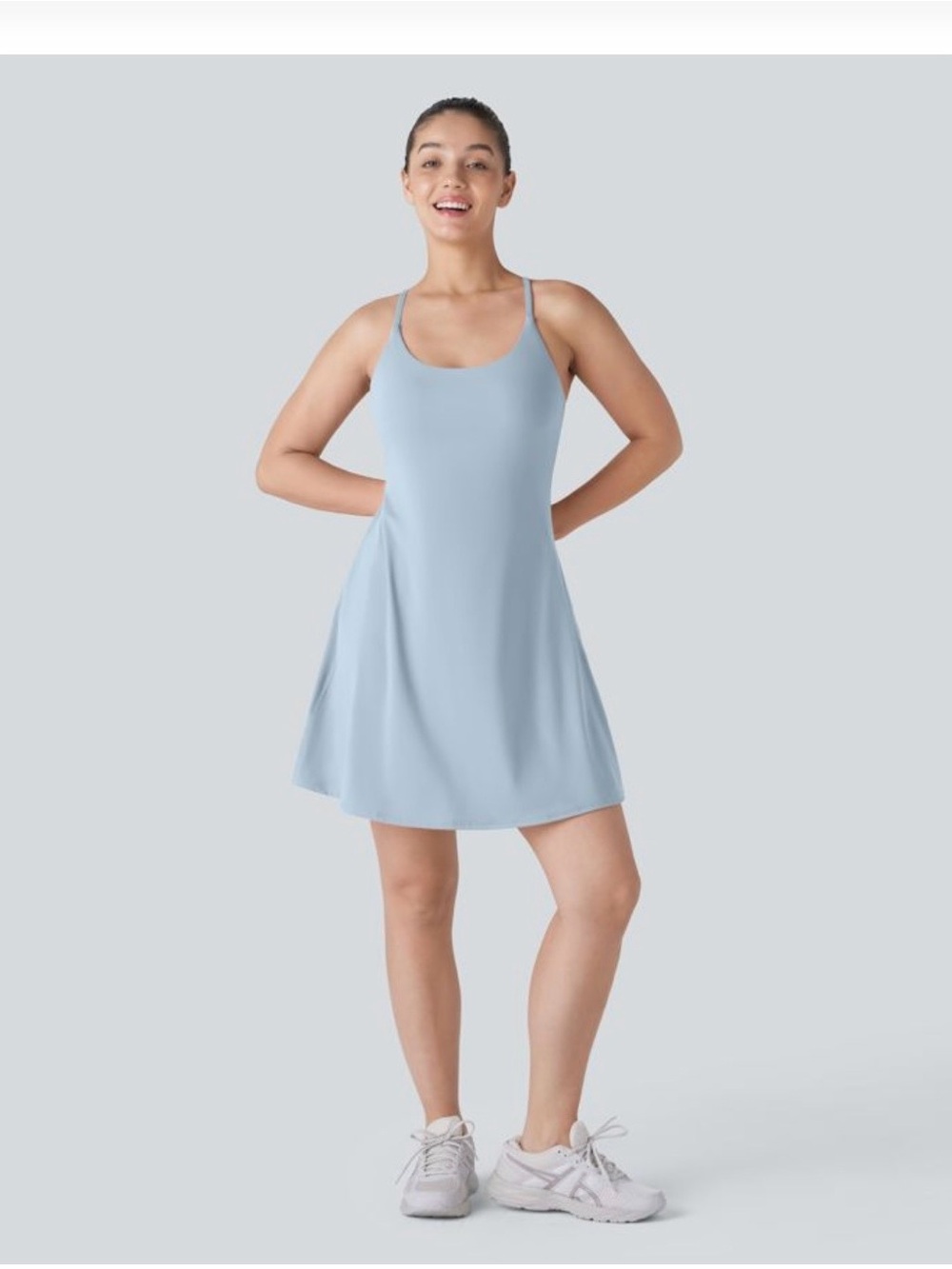 HALARA Light Blue Backless Swing Dress